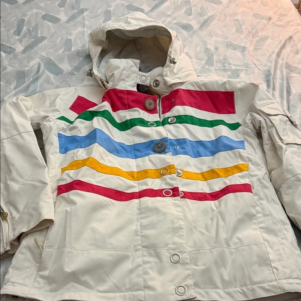 Vintage Ober Meyer Insulated Coat Jacket Parka Ski Snow Striped Womens size 12